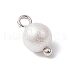 Wrinkle Textured Shell Pearl Round Charms PALLOY-JF03823-02-4
