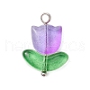 12Pcs 2 Styles Tulip & Butterfly Transparent Glass Pendants PALLOY-JF03657-3