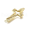 Brass Micro Pave Clear Cubic Zirconia Religion Star Cross Connector Charms KK-Z100-22G-03-2