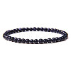 4mm Round Synthetic Blue Goldstone Beads Bracelet for Men KG3069-17-1