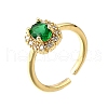 Brass Pave Cubic Zirconia Cuff Rings for Women RJEW-H247-13G-4