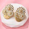 Flower 304 Stainless Steel Stud Earrings EJEW-V016-10G-02-5
