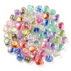 UV Plating Rainbow Iridescent Acrylic Beads OACR-F004-05-3