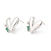 Green Cubic Zirconia Heart Stud Earrings EJEW-P213-13P-1