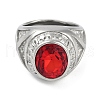 Oval 304 Stainless Steel Glass Finger Rings RJEW-D083-13P-01-2