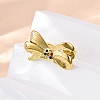 304 Stainless Steel with Rhinestone Adjustable Cuff Rings RJEW-Q020-18G-5
