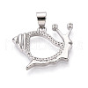 Brass Micro Pave Clear Cubic Zirconia Pendants KK-N268-56P-1