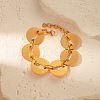 304 Stainless Steel Flat Round Link Chain Bracelets for Women BJEW-S173-01G-1