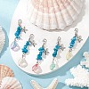 Glass Conch & Alloy Starfish Pendant Decorations HJEW-JM03217-1