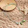 Summer Beach Porcelain Fish & Natural Cowrie Shell Pendant Cotton Cord Adjustable Necklaces FS-WG63638-04-1