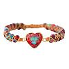 Heart Natural Imperial Jasper Beads Link Bracelets WG1E55C-01-2
