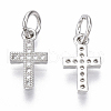 Brass Micro Pave Cubic Zirconia Tiny Cross Charms ZIRC-R109-024B-P-NF-1