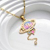 304 Stainless Steel Hot Pearl Enamel Constellation Planet Pendant Necklaces NJEW-D310-01E-G-4