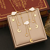 304 Stainless Steel Micro Pave Cubic Zirconia Pendant Necklaces & Stud Earrings Sets FS-WG87FF9-03-1