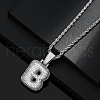 Brass Micro Pave Clear Cubic Zirconia Chunky Initial Pendant Necklaces WG24EA8-02-1
