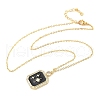 Brass Micro Pave Clear Cubic Zirconia Enamel Rectangle Pendant Necklaces for Women NJEW-S449-03B-G-4
