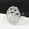 Brass Micro Pave Cubic Zirconia Adjustable Cuff Rings for Women RJEW-C129-07P-1