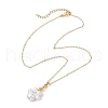 Shell Pearl 10mm Round Beaded Paw Print Pendant Necklaces NJEW-JN05171-01-3