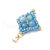 Dyed Natural Blue Quartz & Glass Seed Beaded Star Pendants PALLOY-MZ00692-01-4
