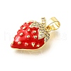 Brass Micro Pave Clear Cubic Zirconia with Enamel Pendants KK-G529-04G-2