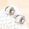 Heart Brass Micro Pave Clear Cubic Zirconia Hoop Earrings EJEW-Z121-05P-2