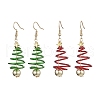 2 Pairs 2 Colors Christma Tree Electroplated Synthetic Non-magnetic Hematite & Aluminum Wire Dangle Earrings EJEW-JE05908-1