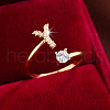 Brass Micro Pave Cubic Zirconia Cuff Rings WG75066-25-1
