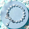 Butterfly Alloy & Cat Eye & Natural Moonstone Round Beaded Charm Bracelets for Women WG9D4EC-01-2