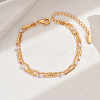 Fashionable Real 18K Gold Plated Brass Glass Double Layers Anklets for Women's Beachwear HR3444-2-1