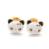 Brass Enamel Stud Earrings for Women EJEW-U049-02A-G-4