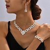 Rectangle Brass with Crystal Rhinestone Jewelry Sets WG47BDD-04-4