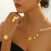 Vintage Brass Gold Coin Bracelets & Earrings & Necklaces & Rings Set for Women's Party and Banquet LY2424-4