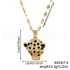 Fashionable Brass Pave Green & Clear Cubic Zirconia Leopard Head Pendant Necklaces IV6629-6