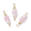 Frosted Flower Natural Cultured Freshwater Pearl & Acrylic Connector Charms PALLOY-JF03590-04-1