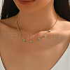 925 Sterling Silver Round Beaded Sky Blue Cubic Zirconia Triangle Tassel Necklaces for Women Summer Gift ZJ0502-2