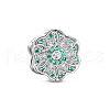 TINYSAND 925 Sterling Silver Glittering Flower Shaped Charm Cubic Zirconia European Beads TS-C-180-1