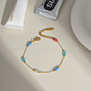Stainless Steel Glass Rectangle Link Chain Bracelets for Women HD8734-3-2