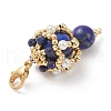 Natural Lapis Lazuli & Rose Quartz Beaded Pendant Decorations HJEW-MZ00035-4