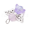 Pearlized Glass Pearl Bead Pendants PALLOY-JF03205-04-5