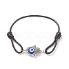 Alloy Hamsa Hand with Evil Eye Link Bracelet BJEW-TA00142-1