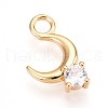 Brass Micro Pave Clear Cubic Zirconia Pendants KK-T075-50G-1