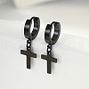 Hip-hop Style Stainless Steel Cross Pendant Hoop Earring for Women UB5113-2