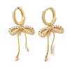 Bowknot Brass Micro Pave Clear Cubic Zirconia Hoop Earrings for Women EJEW-A110-03G-2
