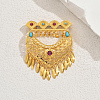 Bohemian Style Heart Brass Tassels Brooches for Women KV4703-7