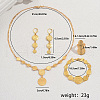 Luxurious Middle Eastern Style Brass Bracelets & Earrings & Necklaces & Rings Sets for Women's Parties HJ1470-5