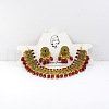 Oval Bohemian Style Alloy with Resin Tassel Pendant Necklace & Stud Earring Sets FS-WGB129C-02-1