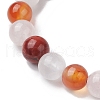 8mm Round Natural Red Jasper & Rose Quartz & Carnelian & Quartz Crystal Beaded Stretch Bracelets for Women X-BJEW-JB10625-04-4