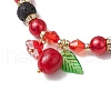 Natural Lava Rock & Handmade Lampwork Beads Bracelets BJEW-JB11613-3