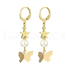 Shell Pearl & Brass Leverback Earrings EJEW-JE05997-1