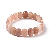 Natural Strawberry Quartz Oval Beaded Stretch Bracelet G-E010-01M-1